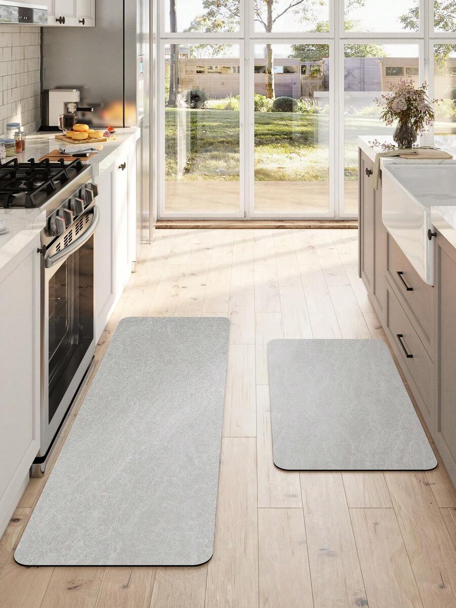 DAJIANG 1pc - Bohemian Vintage Kitchen Rug, Non-Slip Rubber Backing, Washable, Thick Kitchen Mat, Suitable For Hallway, Laundry Room, Holiday/Room Decor - Light Grey - View 1
