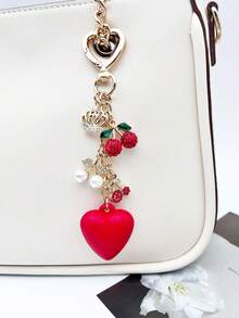 1个可爱樱桃钥匙扣，时尚优雅的镶钻包包挂饰，汽车钥匙链吊坠，背包装饰配件，适合日常、旅行、度假、手提包、钱包等场合，是情人节、生日、节日、伴娘礼物的绝佳选择。 - 彩色 - 查看 6