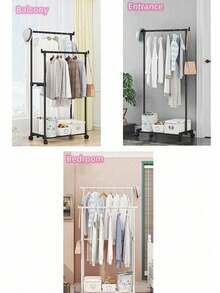 1 pieza Perchero multifuncional, percha portátil para exhibir prendas de vestir, decoración del hogar para dormitorio, percha de lavandería para balcón (barra doble XL) - Multicolor - Ver 10