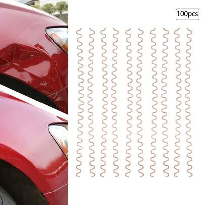 Iron Dent Puller Wavy Welding Wires 100pcs Corrugated Welding Wires Spot Weld Repair Welding Wires Rose Gold Color Each Length 33cm/13in