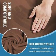 Trugenix-Sofa Cover 2 Piece T Cushion Armchair Slipcovers Velvet Couch Cover Furniture Protector Stretch T Cushion Sofa Covers For 1 Cushion Couch With 1 Individual T Cushion Covers, Deep Teal-GP - 焦糖 - 查看 3
