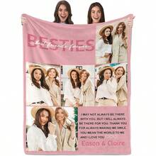 Customized Blankets & Flannel Personalized Photo And Text/Name Blankets,   Personalized Soft And Comfortable Blankets, Customized Special Photo And Text/Name As Birthday Gifts, Family, Wedding, Souvenir Customized Blankets, Blankets Suitable For All Seasons, Washable, Machine Washable, Lightweight, Breathable, Comfortable, Warm, Comfortable Customization, Unique, 280gsm For Him, Her Personalized Ideal Gifts For Her, Him, Family, Boyfriend, Girlfriend, Father, Family, Mother, Lover,  Daughter,   Son,  Grandfather,    Grandmother, Friend, Classmate, Pet.  Perfect Nap, Camping, Travel, Home, Daily Life, Office Decoration, Birthday, Anniversary, Valentine's Day, Thanksgiving, Christmas, Halloween, Mother's Day, Father's Day, Wedding, New Year Gifts,Sofa,Bed,Car,Bedroom,Living Room,Office,  Outdoor Camping, Beach,Wall Decoration - 多色18 - 查看 16