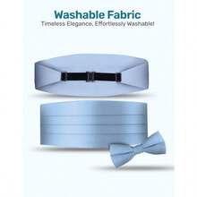 Churchill amp Co. Mens Formal Satin Bowtie and Cummerbund Set - Azulclaro - Ver 6