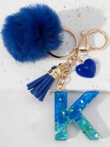 Móc khóa chữ cái, móc khóa hình quả cầu bông dễ thương, có thể treo trên túi xách, ba lô, xe hơi, món quà lý tưởng cho các cô gái, cũng là phụ kiện cho ví và túi xách, móc khóa tua rua, phụ kiện thời trang cho túi xách - Phụ kiện thời trang nữ - Nhiều màu - Xem 26