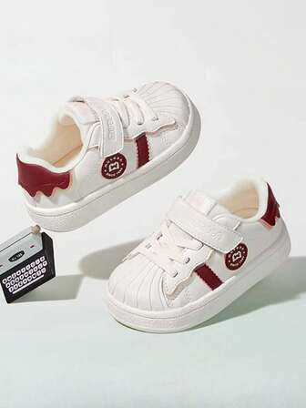 1 Pair Kids Soft Sole Non-Slip Casual Sneakers, Breathable Leather Upper, Suitable For Toddlers, Babies, Outdoor, School, All Season Wear