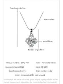 1 Carat Moissanite Necklace, 1 Carat Moissanite Ring, 1 Carat Moissanite Earring Stud Pendant, 4-Leaf Clover 3 PiecesJewelry Set, Jewelry, Valentine's Day Gift - Silver - View 10