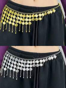 硬币流苏腰带肚脐项链女士民族服装腰带身体饰品配饰 - 彩色 - 查看 10