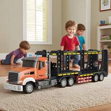 1:12 Remote Control Double-Decker Transport Truck, 9-Channel Remote Control With Lights And Music, Can Load Toys, With LED Lights, Ideal Gift For Christmas, Birthday, Boys And Girls - Burnt Orange - View 7