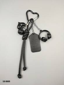 1 chiếc móc khóa hình tai nghe màu đen dành cho nữ, phong cách Y2K Gothic, quà tặng cho nam, đồ dùng cần thiết khi đi du lịch. - màu đen - Xem 1