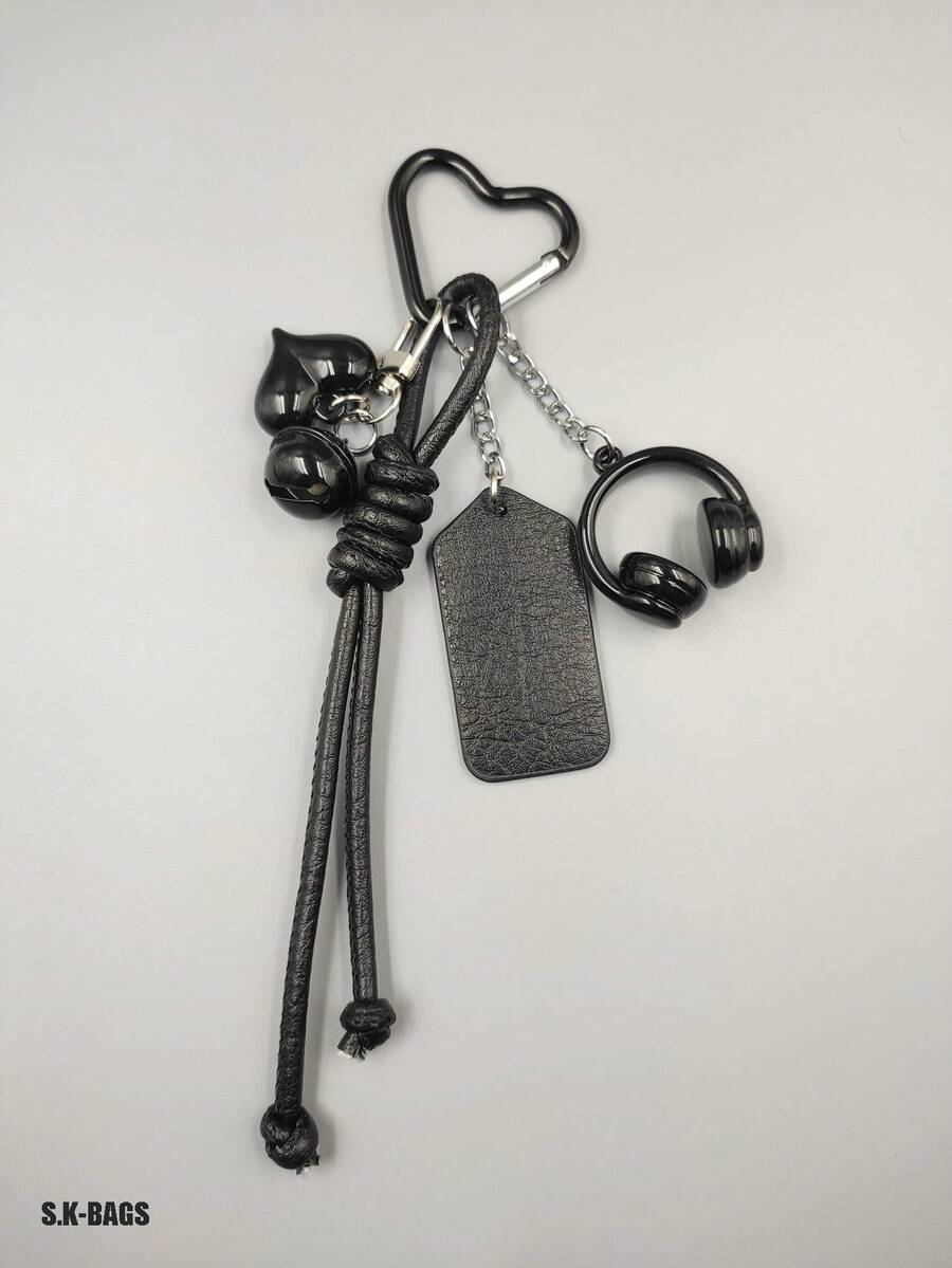 1 chiếc móc khóa hình tai nghe màu đen dành cho nữ, phong cách Y2K Gothic, quà tặng cho nam, đồ dùng cần thiết khi đi du lịch. - màu đen - Xem 1