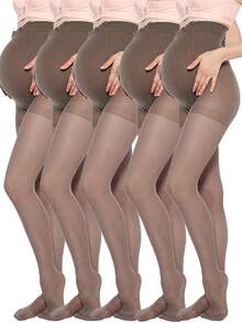 1件装孕妇托腹连裤袜，米色、黑色、灰色可选，松紧腰带，轻薄透气，适合春夏穿着，孕妇装