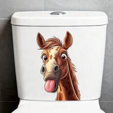 1pc Gag Giraffe Toilet Sticker, PVC Waterproof Self-Adhesive, Easy To Apply And Remove, Funny Animal Pattern, Suitable For Bathroom Toilet Lid Decor, Multipurpose Home Decor