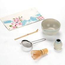 抹茶碗套装，包含抹茶打蛋器、抹茶碗、抹茶杯、抹茶粉碗、搅拌棒，批发 - 彩色 - 查看 9