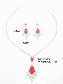 3件套新娘水晶水钻项链耳环套装，奢华全镶钻首饰套装，适合女士晚礼服