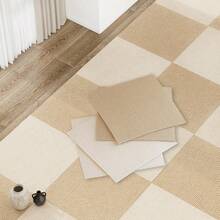10pcs/Set Plush Carpet Tiles - Peel And Stick Self-Adhesive Square Floor Mats, Non-, Easy Installation, Suitable For Kitchen, Bedroom, Office - Black/Gray/Khaki - 30X30cm - View 2