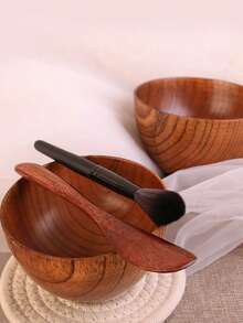 3pcs Wooden Facial Mask Bowl, Brush, Stick Mask Beauty Tool Set, Wooden Skincare Tool Set, Mask Oil Adjustment SPA Set, Wooden Facial Mask Bowl Set, Mask Adjustment Stick Beauty Makeup SPA Tool 3pcs Set, Beauty Mask Bowl Spoon Brush