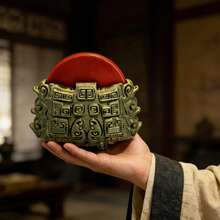 Time Machine Signal Receiver Decor – 3D Printed Ancient Style Replica With Rotatable Wheel, Xun Qin Ji Dual-Use Fridge Magnet & Desk Ornament, Collectible Gift For Drama Fans Home Office Decor - Khaki - View 7