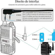 Paquete de 10 Walkie Talkie Auricular con Micrófono, 2-Pin Conducto Acústico Auricular, Auriculares de Tubo Acústico, Accesorios Walkie Talkie Compatible con BaoFeng, Linton, Kenwood, ect. - Negro - Ver 7
