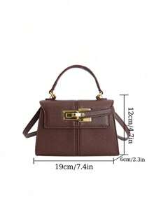 Moderne Mode Damen Handtasche mit dekorativem Schultergurt, minimalistischer goldener Metalldekor Umhängetasche, neue Herbst/Winter Kaffeefarbe, verstellbarer & abnehmbarer Riemen Umhängetasche, geeignet für College-Studenten Alltagseinkäufe - Kaffeebraun - Übersicht 6