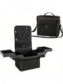 Hộp đựng mỹ phẩm 29x21x27cm, hộp đựng mỹ phẩm di động dung tích lớn, hộp đựng đồ trang điểm chuyên nghiệp có dây đeo vai, chất liệu nylon (màu khóa kéo ngẫu nhiên) - Nhiều màu - Xem 10