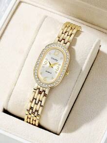 Gaiety 女士石英表，1 件装，时尚休闲，优雅轻盈，尽显奢华。阿拉伯数字刻度矩形表盘，适合日常佩戴、搭配服饰，亦可作为情人节礼物、简约复古优雅饰品、Y2K 派对、度假、节日礼物。 - 彩色 - 查看 2