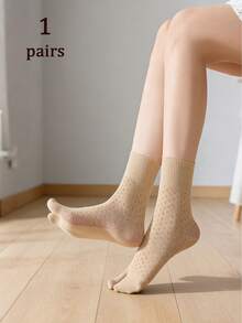 1/4 Paar elegante Zehentrenner Socken für Damen, Polka Punkt Hohldesign, atmungsaktiv gestrickt, geeignet für Büro, Pendeln, tägliche Unternehmungen, kurze Socken, passend für Stadtfrauen, anmutiger Stil, ganzjährig, süße Socken, perfektes Geschenk für Damen - Verschiedenfarbig - Übersicht 1