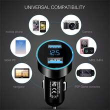 1 pieza Cargador de coche USB doble de ABS de carga rápida, puede cargar rápidamente dos dispositivos móviles simultáneamente, con pantalla LED de voltaje, tamaño compacto, no ocupa espacio en el interior del vehículo. Adecuado para vehículos de 12-24V. - A - Ver 3