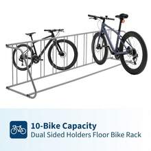 LIZHOUMIL Freestanding Floor Bike Rack – Storage Stand For 9-12 Two-Wheelers, Double/Single Side, Indoor/Outdoor Parking, Sturdy Grid Design, 71-147 Inch Length - Gray Single Side 10 Bike - View 6