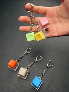 EIGIIS 1pc Keyboard Key Stress Relief Keychain, Suitable For Adults - Multi-Color Relaxation Toy With Metal Ring And Chain, Plastic Material, Helps Focus And Relieve Stress, Perfect Gift, Keychain Stress Relief Toy - Multicolor - View 9