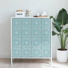 20pcs Self-Adhesive Wall Tiles - 8 Inch X 8 Inch, Shallow Embossed Design, 3D Visual Effect - Glossy Blue With Silver Tin Texture, Suitable For Kitchen, Fireplace, Cabinet, Bar Backsplash