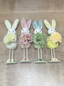 1个迷人的8.66英寸高站立式复活节兔子装饰品，配有仿真花朵点缀，适合客厅壁炉装饰、复活节礼物、复活节花卉派对装饰、春季装饰、复活节工艺品、复活节派对礼品填充物。 - 彩色 - 查看 10