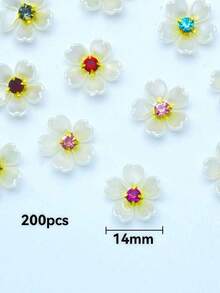 14mm 5-Petal Purple Redbud Flower, Gold Base Claw Crystal Resin Flower, For Clothing Decoration, Handicrafts, Gifts, Handmade Art Enthusiasts, Rhinestone Embellishment - Color Mixing - View 8