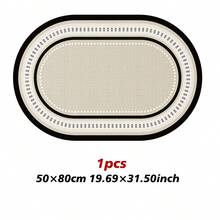 Bộ 1/3 thảm tắm chống trượt thấm hút giả vải lanh, thảm tắm silicon giả vải lanh, họa tiết cổ điển, thảm nhà vệ sinh hình chữ U, thảm thấm hút chân bồn rửa mặt, chất lượng cao, dày 6.3mm. - Màu be - Xem 11