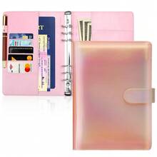 A5 6 Ring Refillable Binder, PU Leather Budget Planner Organizer, Magnetic Closure - Perfect For Daily Planning & Finance, Fits A5 Loose Leaf Paper, Laser Rose Gold - LaserRoseGold - View 1