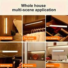 10cm/20cm/30cm/50cm - Rechargeable USB Sensor LED Light, Suitable For Cabinets, Kitchen, Hallway, Outdoor, Wardrobe, Stairs And Closet, Easy To Install, No Drilling Required, Suitable For Closet Lighting - Cabinet Light Strip - View 8