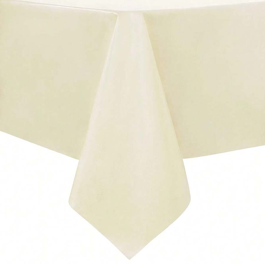 Sancua 1OO% Waterproof Rectangle PVC Tablecloth - 60 X 120 Inch - Oil Proof Spill Proof Vinyl Table Cloth, Wipe Clean Table Cover For Dining Tables, Buffet Parties And Camping, Beige - Beige60inchx120inchRectangular - View 1