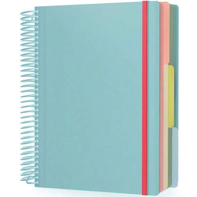 Spiral Notebook, A4 9.25\ X 11.7\ College Ruled 3 Subject Notebook With Pockets, Large Lined Spiral Journal Notebook, 240 Pages 90gsm Thick Paper, Cute Notebook For Office Travel Schoolsss