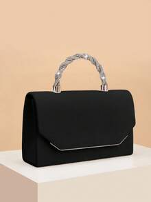 REMANLAND Luxuriöse Cord-Abendtasche, elegante Damen-Clutch mit Strass, funkelnde Diamant-Handtasche, luxuriöse Cord-Partytasche, geeignet für Abendkleider, Hochzeiten, Galas, romantische Bräute, perfekt für Partys, Zusammenkünfte und Bälle. - Schwarz - Übersicht 4