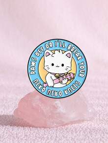1PC Cute Angry Cat Enamel Pins Cute Cartoon Paws Off Or I Will Break Your Knees Brooches Lapel Badges Fun Jewelry Gift For Friends - Multicolor - View 2