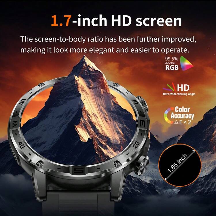 GUHUAVMI Reloj inteligente deportivo para hombres 2026 nuevo, pantalla HD grande de 1.7", capacidad de batería enorme de 1000mAh, con llamada Bluetooth/asistente de voz/recordatorio, linterna LED potente, reloj de aventura al aire libre, brújula, seguimiento deportivo, talla grande de 100 modos deportivos, rastreador de fitness, resistente al agua IPX8, compatible con iPhone y Android, regalo de cumpleaños - regalo de aniversario para parejas, mejor regalo para entusiastas del fitness - Multicolor - Añade 3