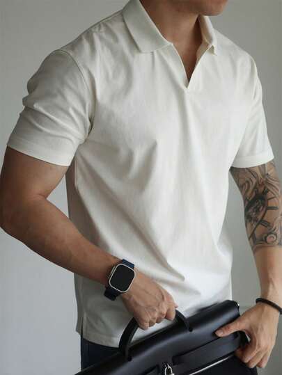  GRDR Men's Minimalist Airplane Collar Short Sleeve T-Shirt, Casual Commuter Wear