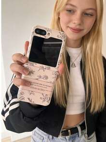 1pc Foldable Rose Flower Strap Phone Case, Suitable For ZFLIP6, ZFLIP5, ZFLIP4, Z FLIP3 Waterproof Shockproof Anti-Fall Scratch Resistant - Multicolor - View 4