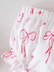 2pcs Baby Girls Cute Fresh Suspender Top + Shorts Set, Casual & Summer Outfit - White - View 9