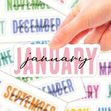 12/36 片 - 1/3 张月度计划贴纸，创意日历装饰剪贴簿贴纸，节日美学日记贴纸，日期页标记索引标签，彩色涂鸦日历贴纸，适合作为生日、婚礼、周年纪念日的礼物 - 彩色 - 查看 8
