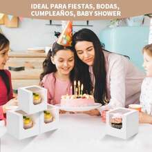 CYPNPaquete de 50 Cajas para Cupcakes Individuales 10x10x10 cm Cajas para Postres Muffins Repostería con Ventana y Inserto de Cartón para Cumpleaños Fiestas Repostería y Regalos BlancoFashion - 219620587 - Ver 6