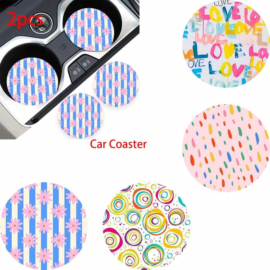 2个装汽车杯垫 时尚耐用 速干防滑汽车杯垫 - A - 查看 1