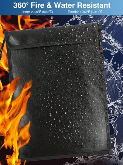 1 PC Faraday Bag Fireproof Waterproof Document Bag RFID Blocker Bag For Phone Passport Credit Card, Anti-Theft Pouch