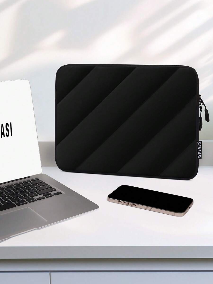 Puffy Protective Laptop Sleeve 13.5 14 15 16 Inch, Laptop Bag Compatible With Macbook Air 13 15 M1 M2 2012-, Pro 13 14 15 2010-2022, 14-16 Chromebook Surface Notebook, Soft Fluffy Inner Lining, Waterproof Laptop Case, Black - Black - View 1