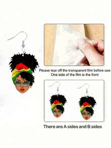 1 Pair Of Elegant And Sexy Women's Pendant Earrings, Acrylic Printed Design, Stainless Steel Ear Hooks, Lightweight And Stylish, Suitable For Everyday Wear, Parties, Celebrations, Holiday Gifts, Christmas And Other Occasions. - C - 查看 4