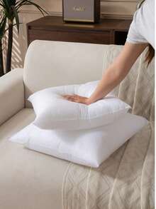 1pc/2pcs White Pillow Insert, Cushion, Ultra Soft Fiber Filled, Non-Woven Fabric Square Pillow, Sofa Back Cushion Insert, Multiple Sizes Available, Suitable For Living Room Sofa, Home Decor, Bedroom Decor, Hotel Use, Car Seat And Christmas Decoration. Ergonomic Neck & Back Support Pillow, Fashionable Minimalist Design, High Elasticity, Luxurious Pillow - White - View 8